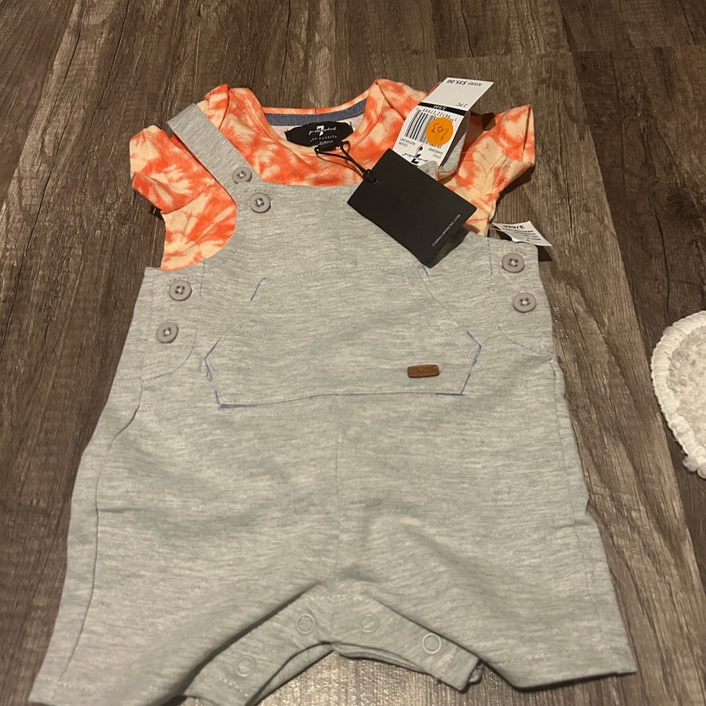 7 For All Mankind Orange Tie-Dye Top